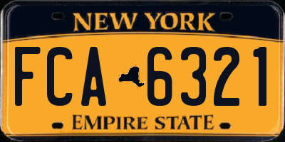 NY license plate FCA6321