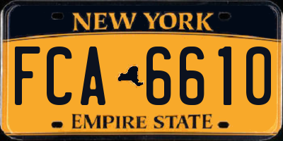 NY license plate FCA6610