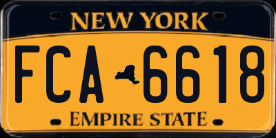 NY license plate FCA6618