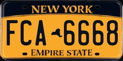 NY license plate FCA6668