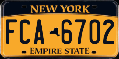 NY license plate FCA6702