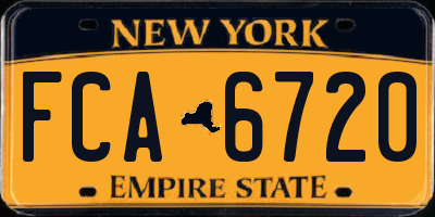 NY license plate FCA6720