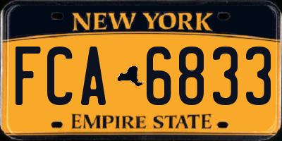 NY license plate FCA6833