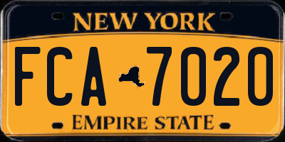 NY license plate FCA7020