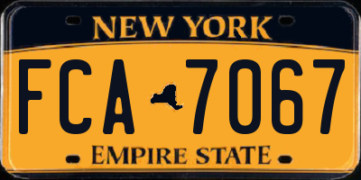 NY license plate FCA7067