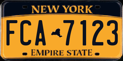 NY license plate FCA7123