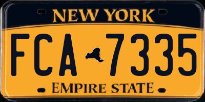 NY license plate FCA7335