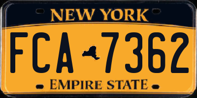 NY license plate FCA7362
