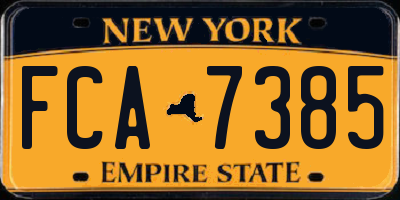 NY license plate FCA7385
