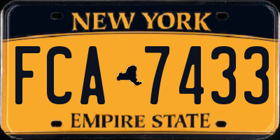 NY license plate FCA7433
