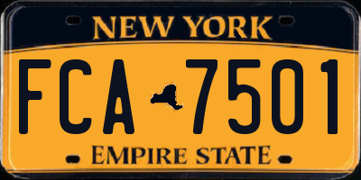 NY license plate FCA7501