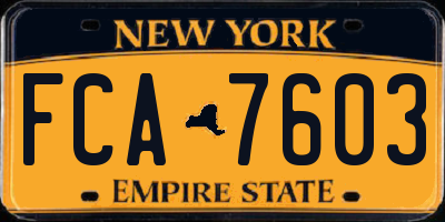 NY license plate FCA7603