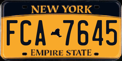 NY license plate FCA7645