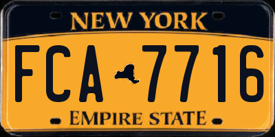 NY license plate FCA7716