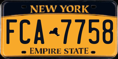 NY license plate FCA7758