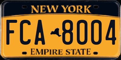 NY license plate FCA8004