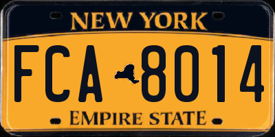 NY license plate FCA8014
