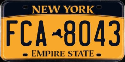 NY license plate FCA8043