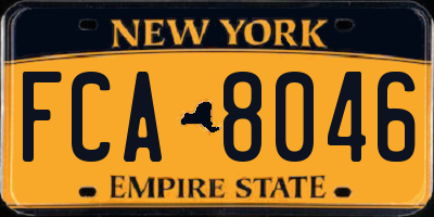 NY license plate FCA8046