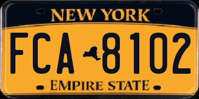 NY license plate FCA8102