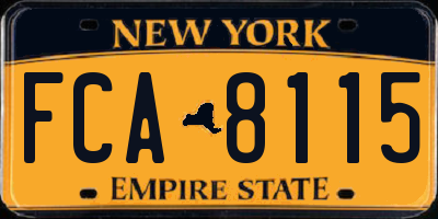 NY license plate FCA8115
