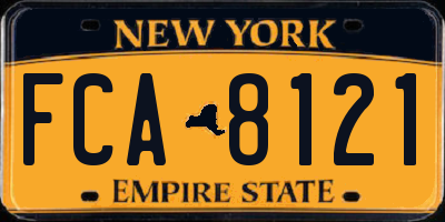NY license plate FCA8121