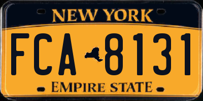 NY license plate FCA8131