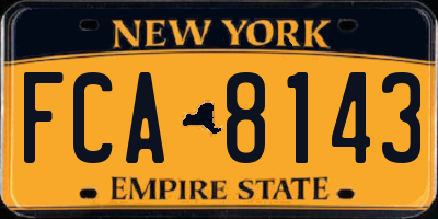 NY license plate FCA8143