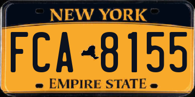 NY license plate FCA8155