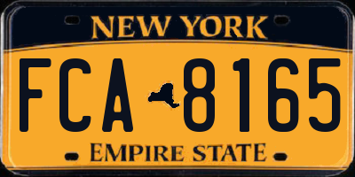 NY license plate FCA8165