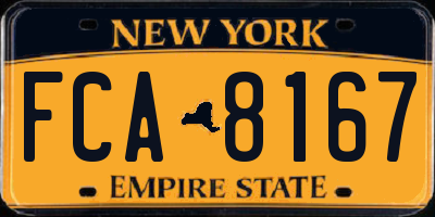 NY license plate FCA8167