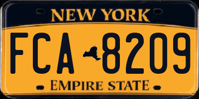 NY license plate FCA8209