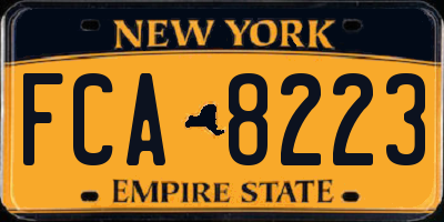 NY license plate FCA8223