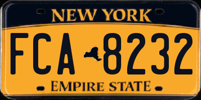 NY license plate FCA8232