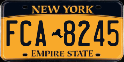 NY license plate FCA8245