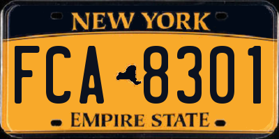 NY license plate FCA8301