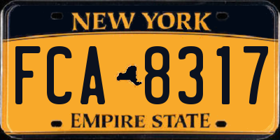 NY license plate FCA8317