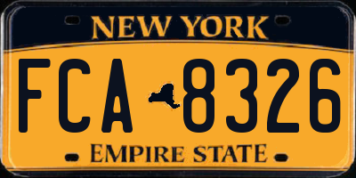 NY license plate FCA8326