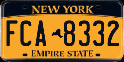 NY license plate FCA8332