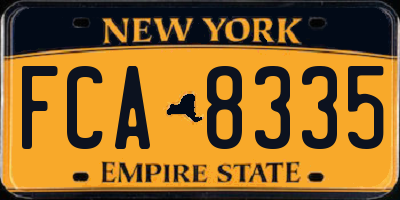 NY license plate FCA8335