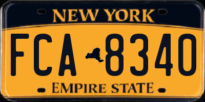 NY license plate FCA8340