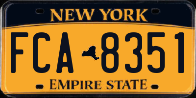 NY license plate FCA8351