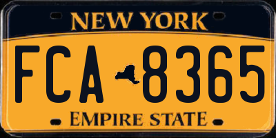 NY license plate FCA8365