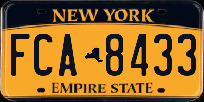NY license plate FCA8433
