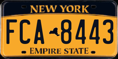 NY license plate FCA8443