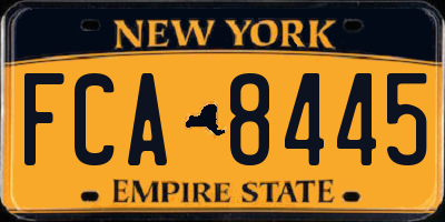 NY license plate FCA8445