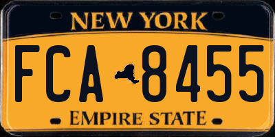 NY license plate FCA8455