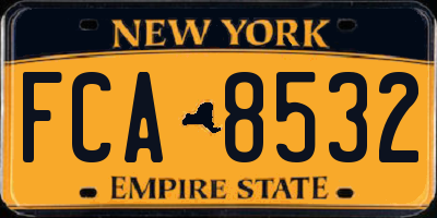 NY license plate FCA8532