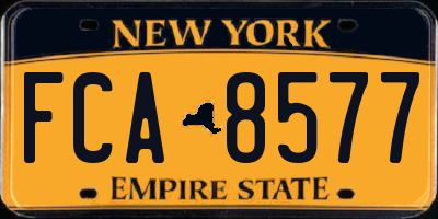 NY license plate FCA8577