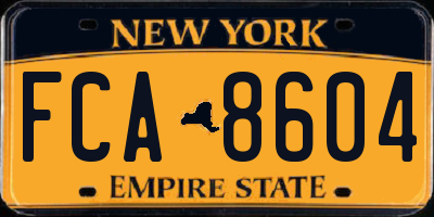 NY license plate FCA8604